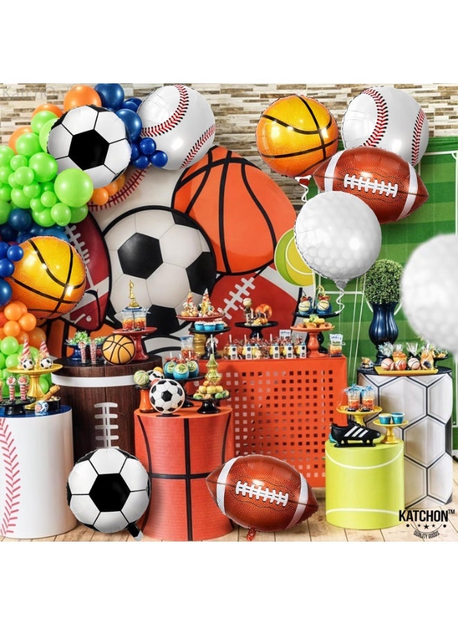 KATCHON Huge Mylar Sports Balloons - 18 Inch, Pack of 12 | All Sports Birthday Party Decorations | Soccer, Golf, Football, Basketball Balloons | All Star Baby Shower Decorations - Image 3